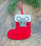 Mouse In A Stocking Christmas Hanging Decorations Personalised Gift
