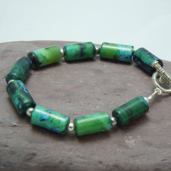 Semi-precious Chrysocolla bracelet in sea rockpool colours