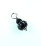 Black Flower Glass Bead Pendant, Sterling Silver & Onyx - Chain is Optional - Image 7