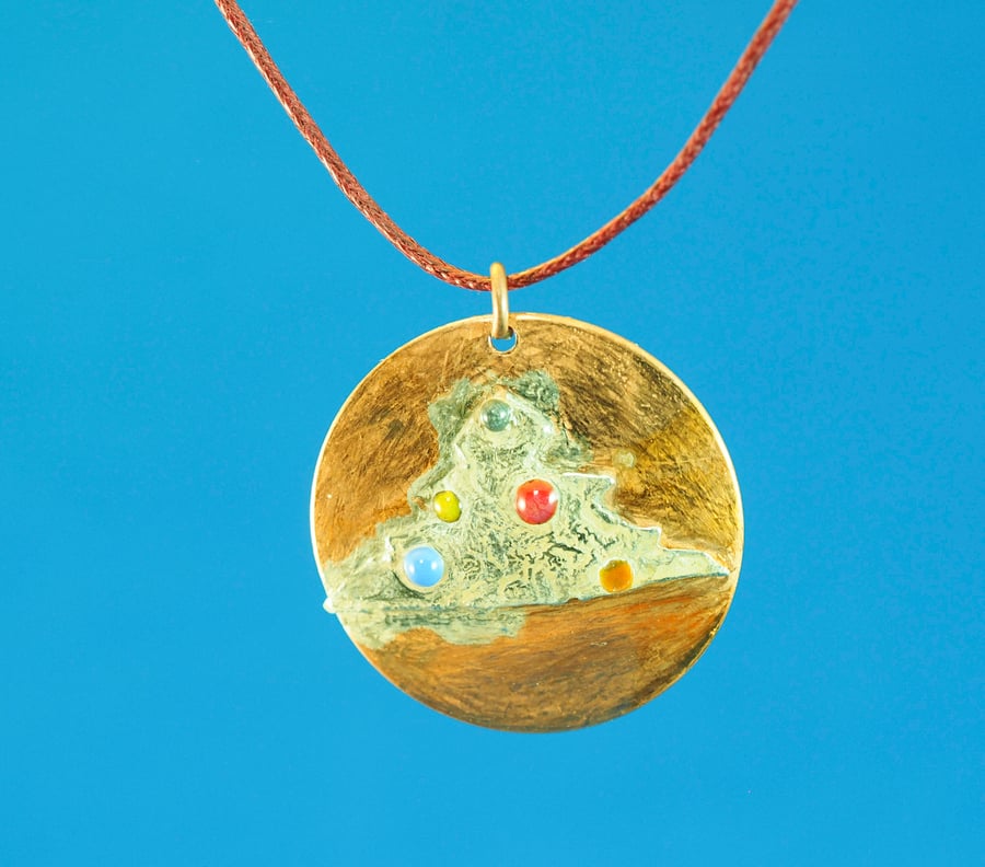Christmas Tree Baubles Copper & Silver Pendant