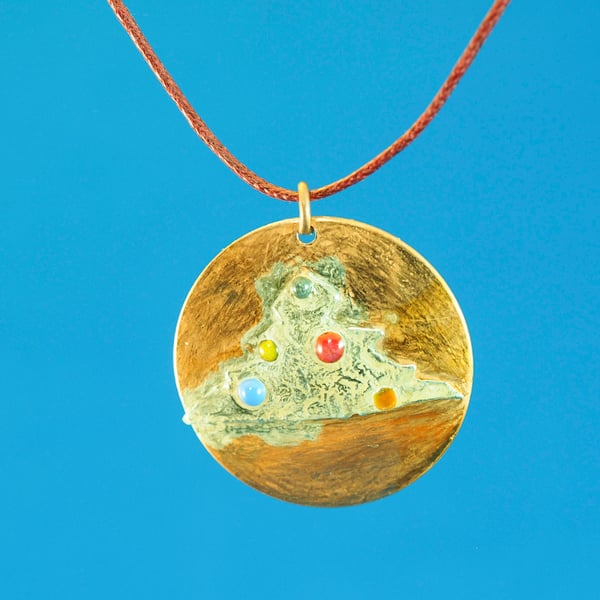 Christmas Tree Baubles Copper & Silver Pendant