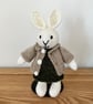 Small Hand Knitted Rabbit in Dress and Cardigan