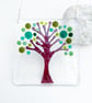 Fused Glass Green Tree Hanging - Handmade Glass Suncatcher - Image 1