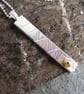 Sterling Silver and 18Ct Yellow Gold Bar Pendant and Chain - Hallmarked - Image 1
