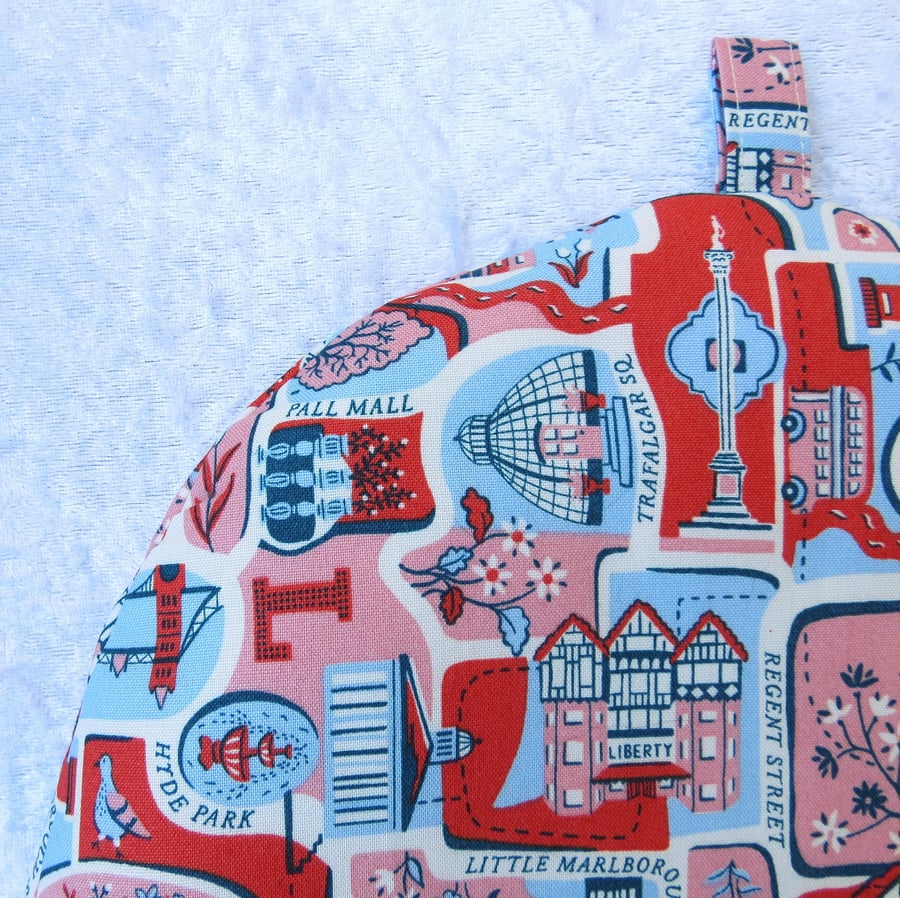   Tea cosy, to fit a 3 cup teapot, London, made from Liberty cotton