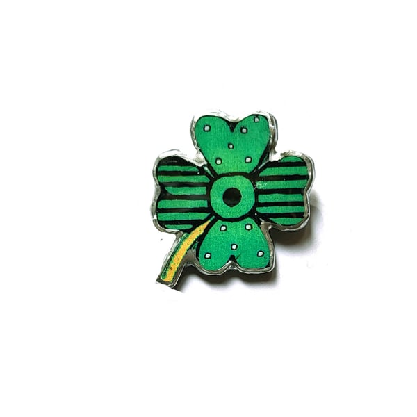 Statement Four Leaf Clover Irish Green Brooch by EllyMental