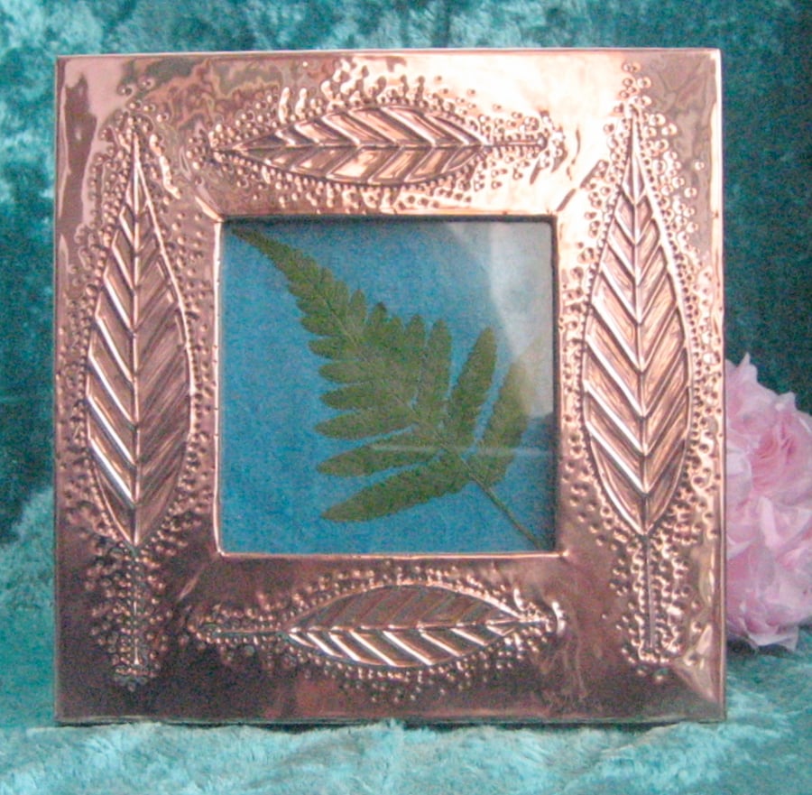 Copper Photo Frame, Leaf Design