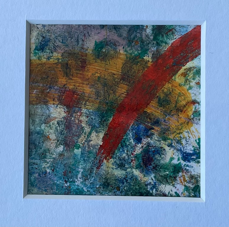Unique Abstract Art work in a professionally cut aperture ready for framing.