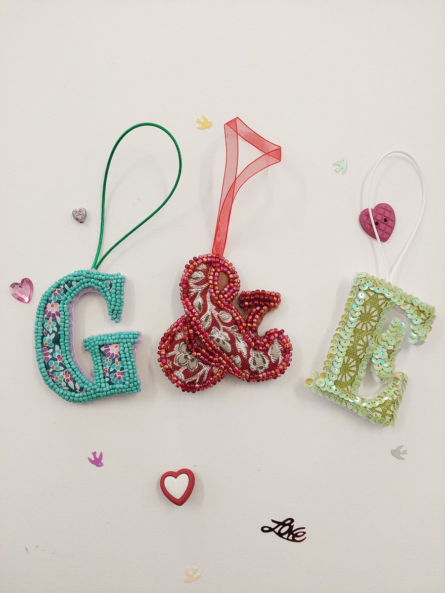 personalised beaded letter ornaments