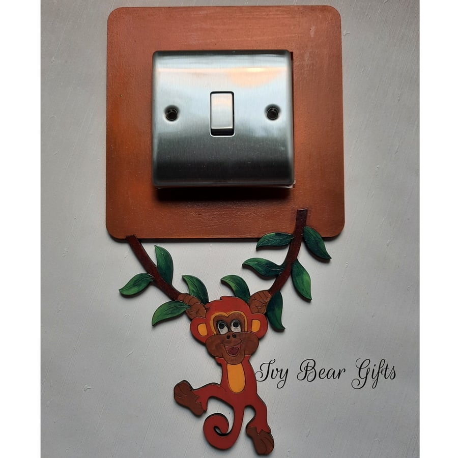Monkey theme light switch surround for bedroom or nursery.
