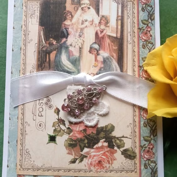 Pretty Wedding Card - Vintage-style wedding card - Special card