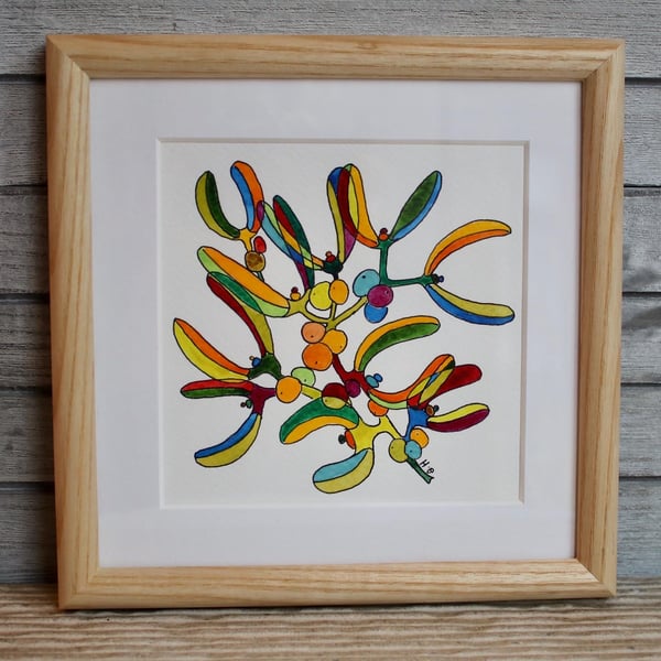 MISTLETOE - FRAMED ORIGINAL WATERCOLOUR