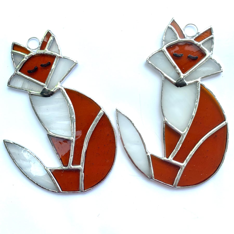 Stained Glass Fox Suncatcher - Handmade Hanging Decoration