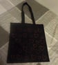 Tote Bag Handmade Hand Drawn Black Textile 