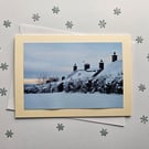 Winter Scene, Snowy Roofs Large Photo Card Size 7" x 5" (18cm x 12.5cm)