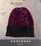 Pink Grey Contour Map Beanie, Scafell Pike Merino Wool Hat, Unisex Knitted Hat - Image 1