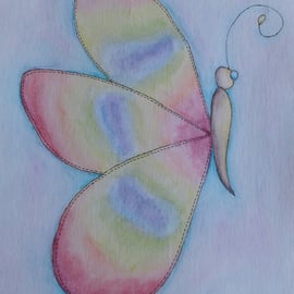 Rainbow butterfly watercolour painting 