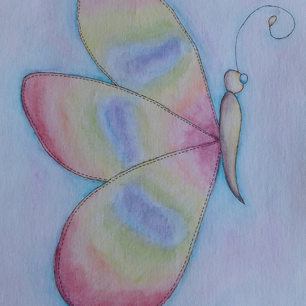 Rainbow butterfly watercolour painting 