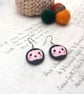 Pastel pink pumpkin fabric dangle earrings Halloween jewellery - Image 6