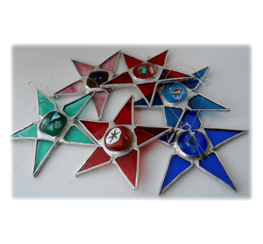 Coloured Nugget Star Stained Glass suncatcher Christmas Tree decoration 