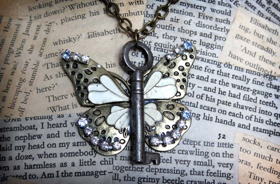 Butterfly Key Charm Necklace Harry Potter
