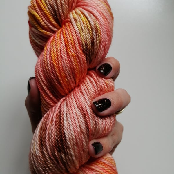 Rose Gold Extrafine Superwash Merino Mulberry Silk DK Hand Dyed Yarn