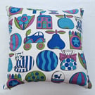 Handmade cushion cover  "Toy Cupboard" by Juliet Glynn Smith vintage fabric