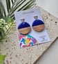 Blue and Walnut circle Earrings   - Image 7