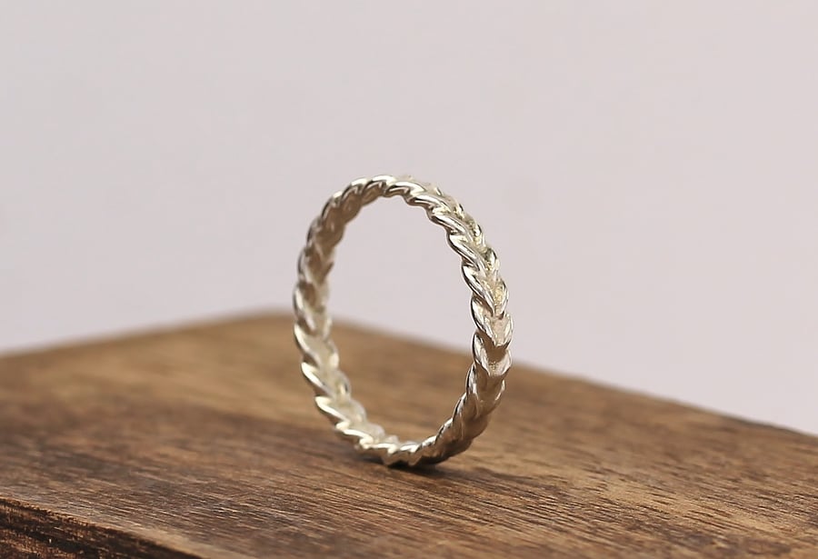 Silver Stacking Ring - Silver Wheat Ring - Silver Wedding Ring