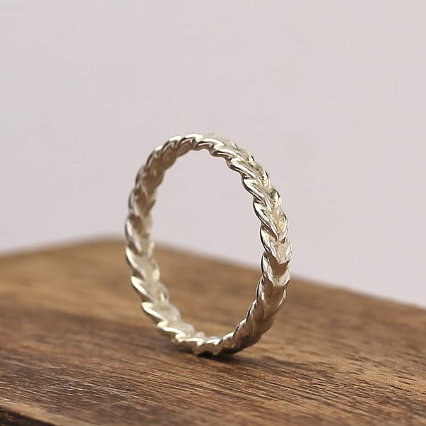 Silver Stacking Ring - Silver Wheat Ring - Silver Wedding Ring