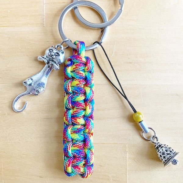 Cat Keyring. Paracord Keyring. Charm Keyring. Handmade In Scotland. Key Fob.