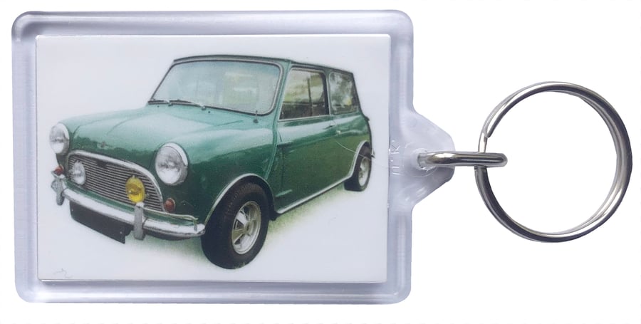 Mini Cooper S 1071cc 1964 - Keyring with 50x35mm Insert - Car Enthusiast