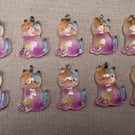 10x Resin Glittery Sparkly Cat Charms perfect for Jewellery Making or Sewing