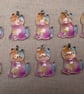 10x Resin Glittery Sparkly Cat Charms perfect for Jewellery Making or Sewing
