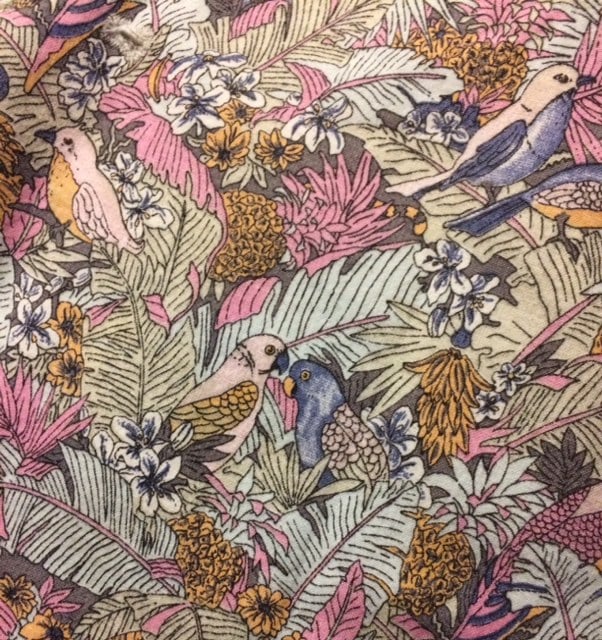 Charming Tropical BIrds Parrots theme Pink Brown Vintage Fabric Lampshade option