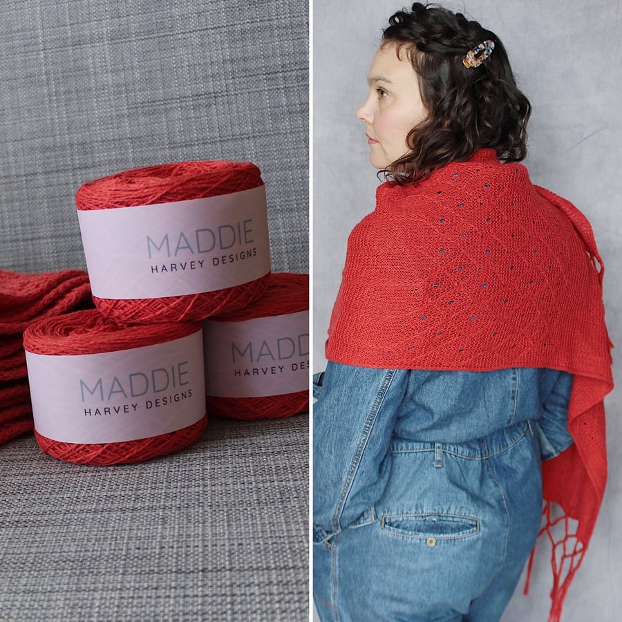 Centaurea Shawl Kit (Jaffa Red Pre Order - see below)