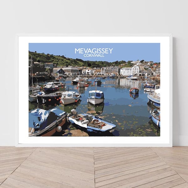 Mevagissey, Cornwall Art Print Travel Poster Railway Poster Salty Seas Original 