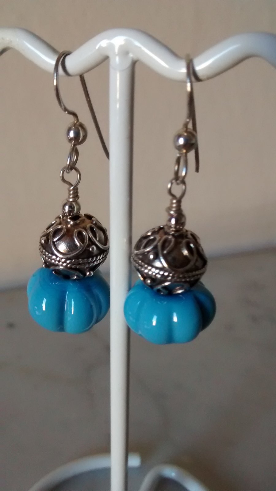 MANCUNIAN AND STERLING SILVER DANGLING  EARRINGS - - FREE SHIPPING 