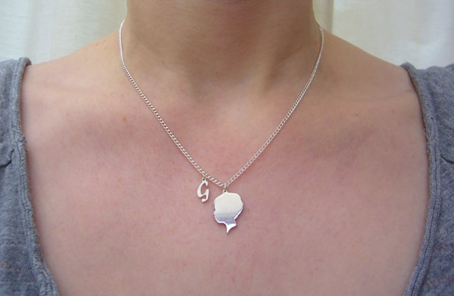 Sterling silver silhouette & letter necklace