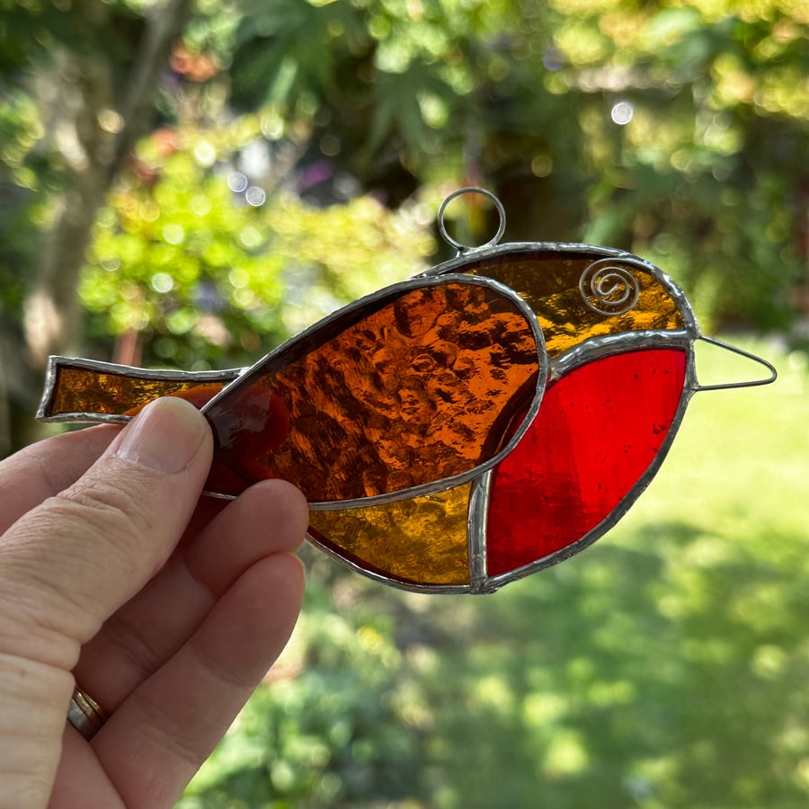 Stained Glass Robin Suncatcher - Handmade Window Decoration