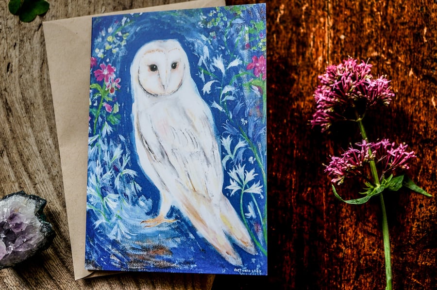 Owl Card, Wildflowers Card