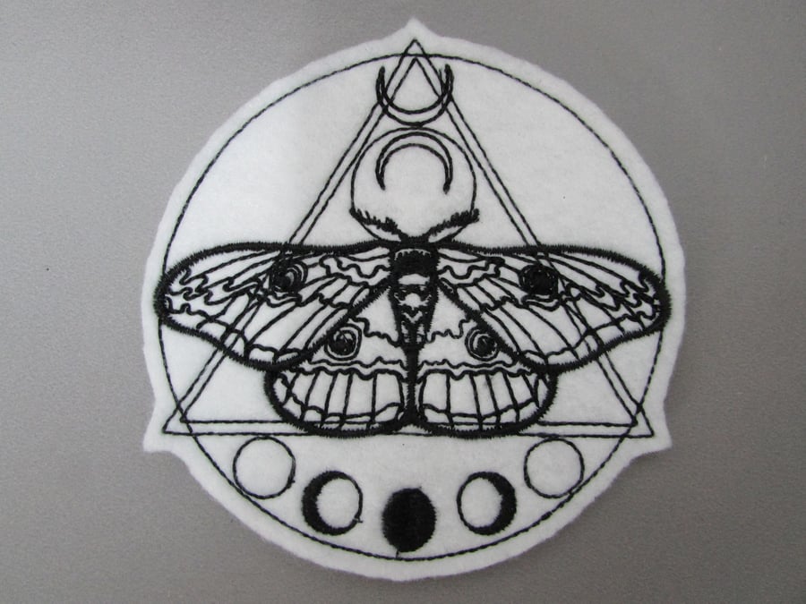 Mystic Moth Embroidered Sew on Applique Patch