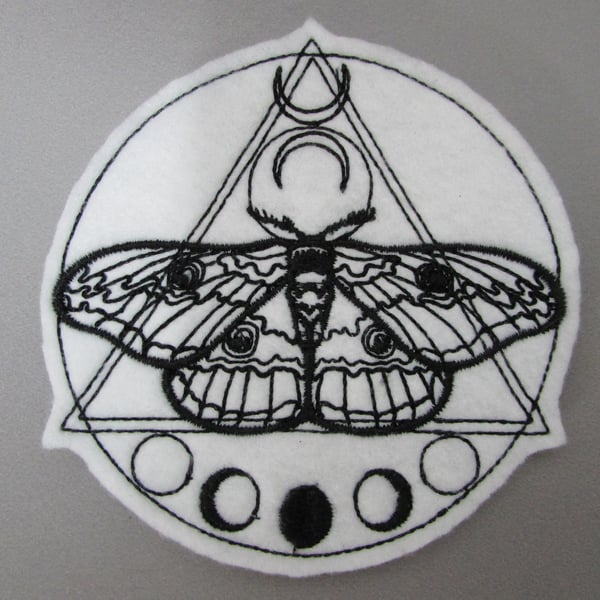 Mystic Moth Embroidered Sew on Applique Patch