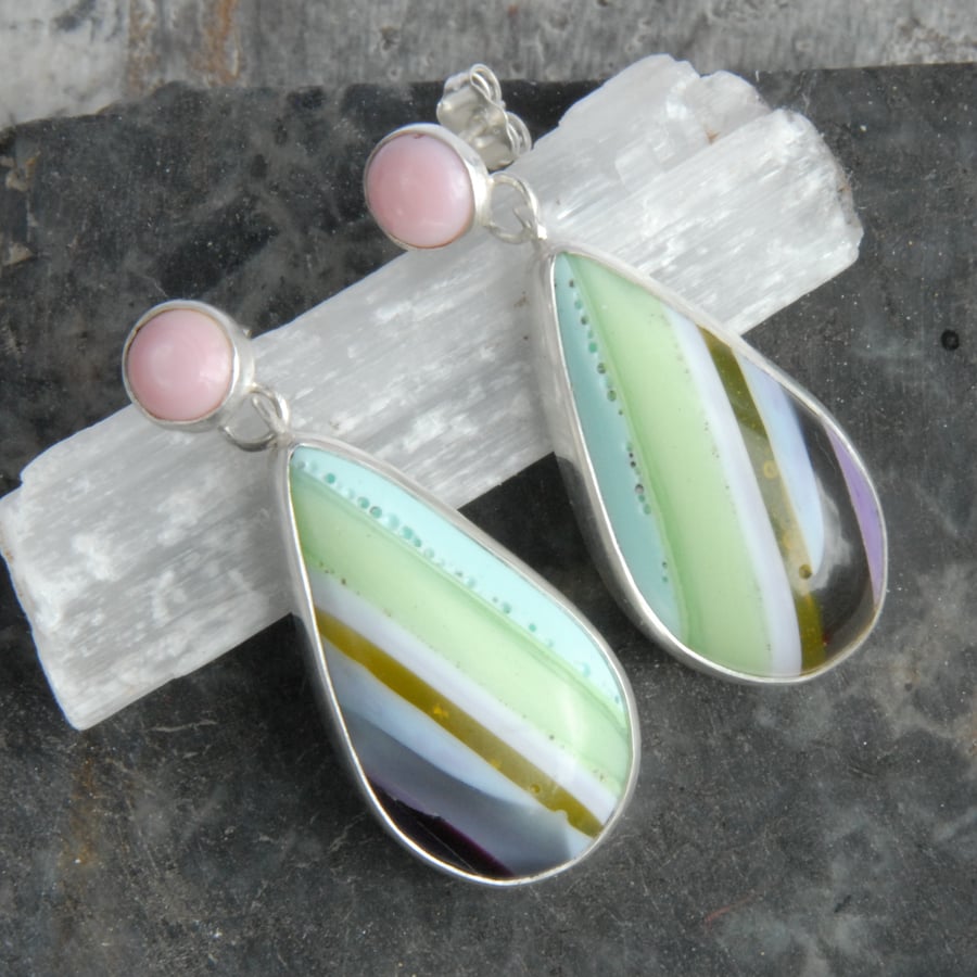 Pastel cornish surfite and silver earrings