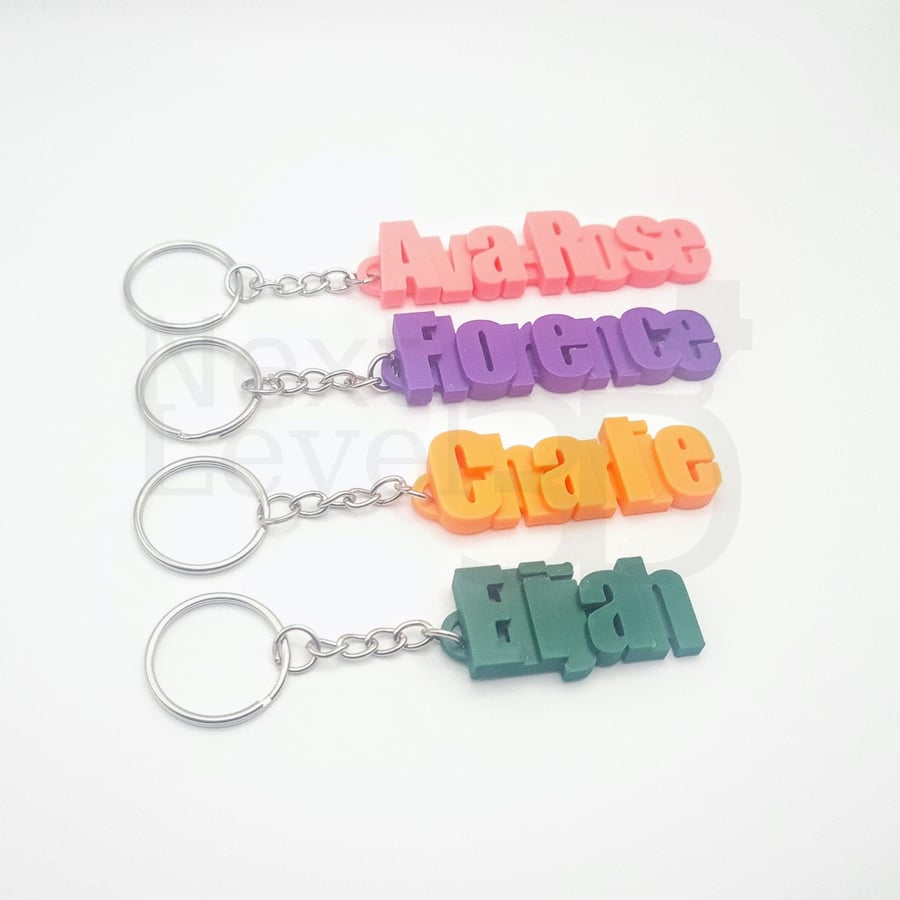 Personalised Name Keychain - 3D Printed, Modern Style