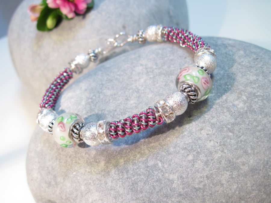 Pink Garden Flower Bangle