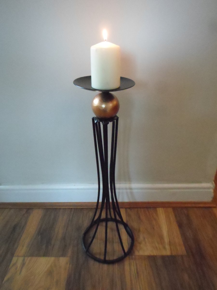 Wrought Iron Ball Top Candle Holder