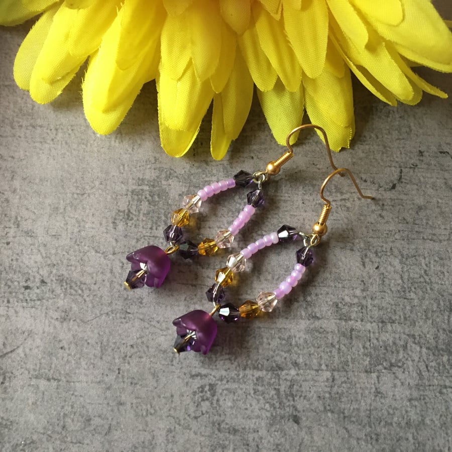 Purple and lilac simply beautiful dangle earrings