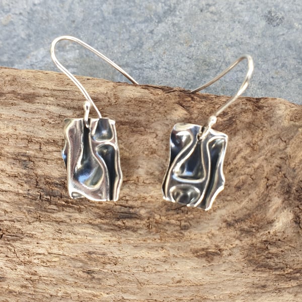 Fine silver beach themed wave earrings