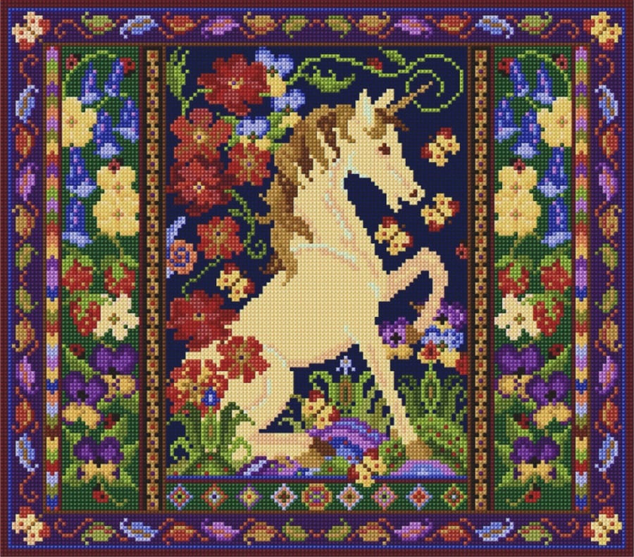 Unicorn Meadow Tapestry kit,  Medieval Needlepoint, 10% discount 